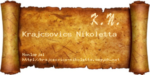 Krajcsovics Nikoletta névjegykártya